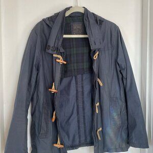 AllSaints Spitalfields Hooded Jacket Small Navy Green Plaid Lining - Small